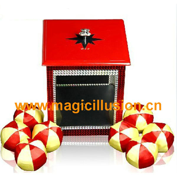 Appearing ball from box magic trick